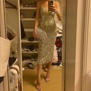 ASOS EDITION crystal fringe cami midi dress